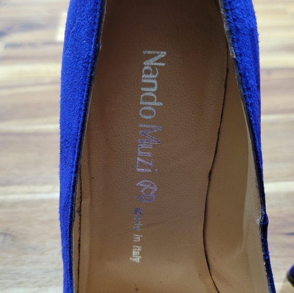 Quality Nando Muzi Beautiful Indigo Blue Suede High Heels Made In Italy - Picture 5 of 8